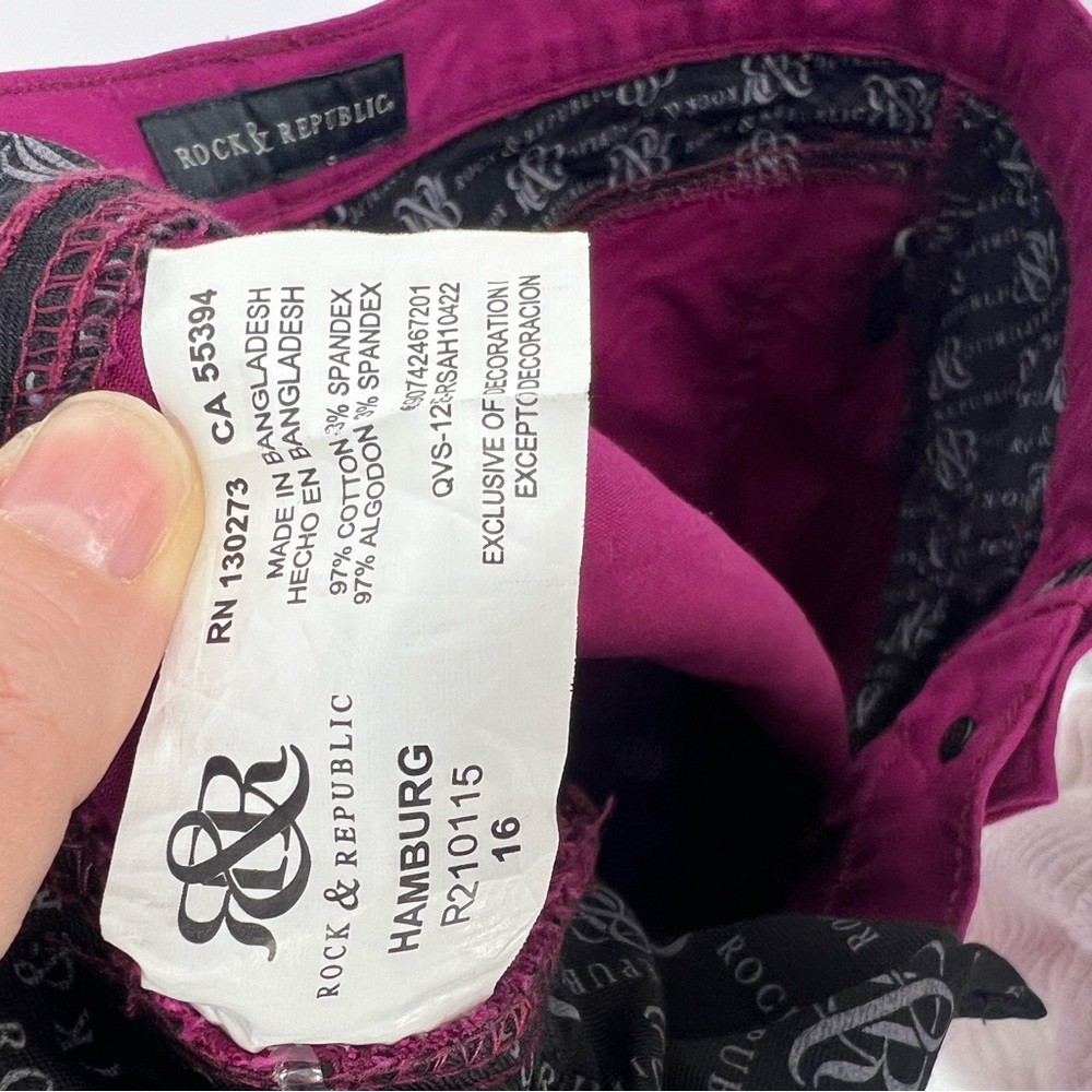 Rock & Republic Magenta Pink High Rise Skinny Ankle Jeans XL - Picture 13 of 14